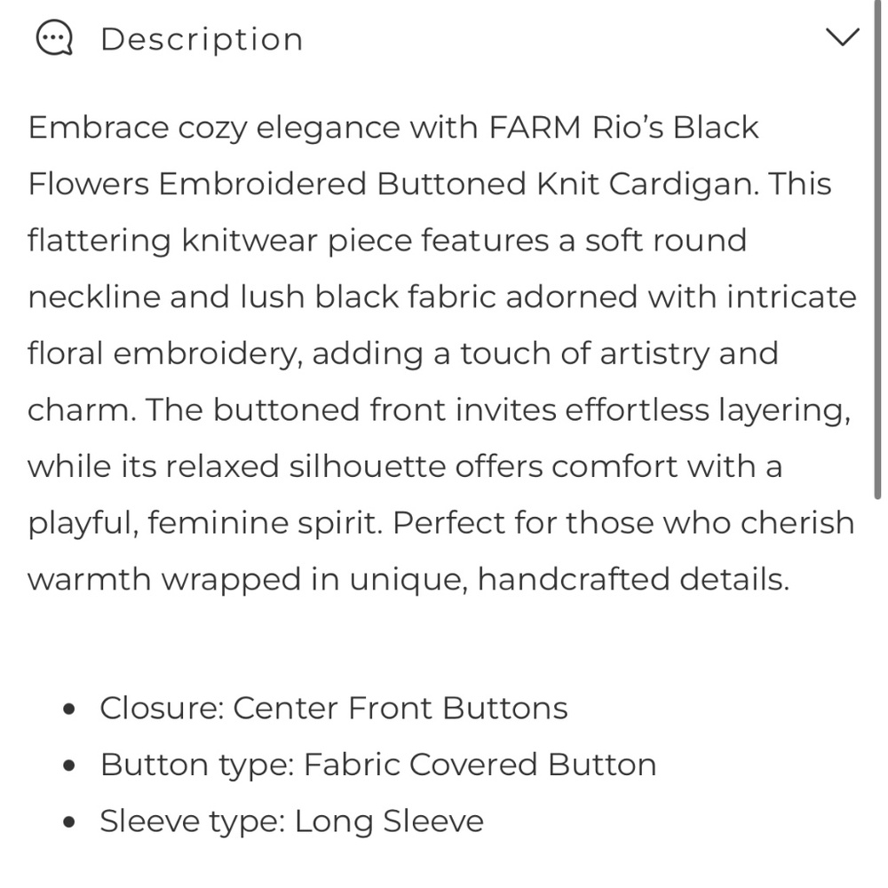 FARM Rio Black Flowers Embroidered Buttoned Knit Cardigan - Picture 12 of 13